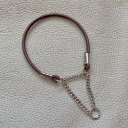 Collier Chainette Cuir Rond