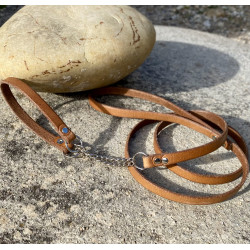 Laisse Chainette Cuir Plat